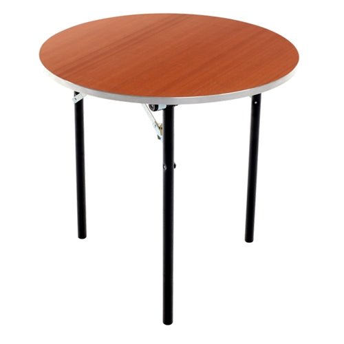 AmTab Folding Table - Plywood Stained and Sealed - Aluminum Edge - Round - 66" Diameter x 29"H (AmTab AMT-R66PA) - SchoolOutlet