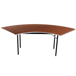 AmTab Folding Table - Plywood Stained and Sealed - Aluminum Edge - Serpentine - 30"W x 30,60"L x 29"H  (AmTab AMT-SE305PA)