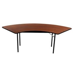 AmTab Folding Table - Plywood Stained and Sealed - Vinyl T-Molding Edge - Serpentine - 30"W x 30,60"L x 29"H  (AmTab AMT-SE305PM)