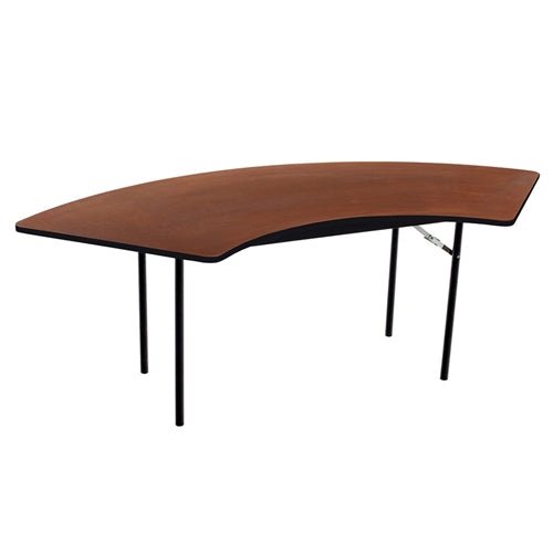 AmTab Folding Table - Plywood Stained and Sealed - Vinyl T-Molding Edge - Serpentine - 30"W x 42,72"L x 29"H (AmTab AMT-SE306PM) - SchoolOutlet