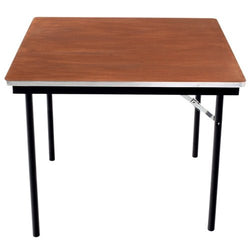 AmTab Folding Table - Plywood Stained and Sealed - Aluminum Edge - Square - 30"W x 30"L x 29"H  (AmTab AMT-SQ30PA)