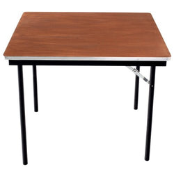 AmTab Folding Table - Plywood Stained and Sealed - Aluminum Edge - Square - 36"W x 36"L x 29"H  (AmTab AMT-SQ36PA)