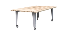 CEF IDEA Island Table 30" Height - Butcher Block Top 84"W x 48"D with Steel Frame, Cable Management and Heavy Duty Locking Casters (No Electric)
