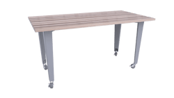CEF IDEA Island Table 34" Height - ADA Compliant - Butcher Block Top 84"W x 48"D with Steel Frame, Cable Management and Heavy Duty Locking Casters (No Electric)