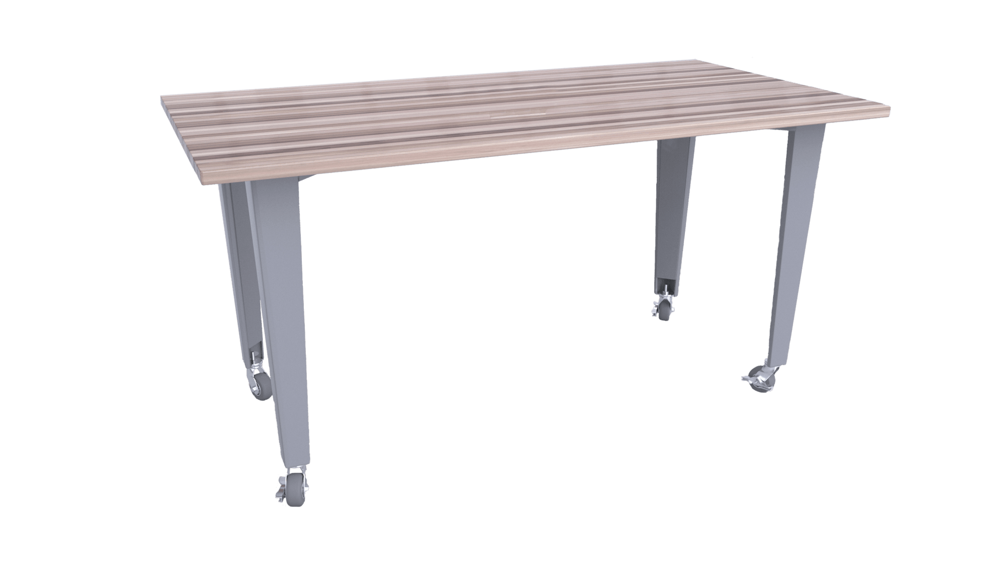 CEF IDEA Island Table 42" Height - Butcher Block Top 84"W x 48"D with Steel Frame, Cable Management and Heavy Duty Locking Casters (No Electric) - SchoolOutlet