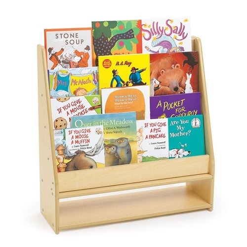 Children's Factory Value Line Birch 4-Shelf Book Display with Storage CHI-ANG9005 - SchoolOutlet