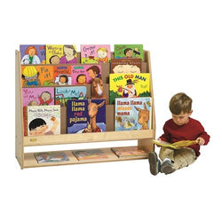 Children's Factory Value Line Birch 4-Shelf Book Display with Storage CHI-ANG9005