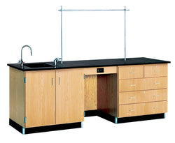 Diversified Woodcrafts 8' Instructor's Desk with Sink - Phenolic Resin Top - 96"W x 30"D (Diversified Woodcrafts DIV-1114K)