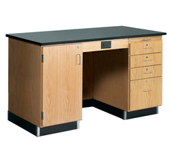 Diversified Woodcrafts 5' Instructor's Desk w/ Cabinet on Left Side - Phenolic Resin Top - 60"W x 30"D (Diversified Woodcrafts DIV-1214KF-L)