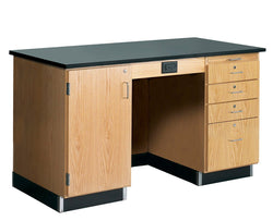 Diversified Woodcrafts 5' Instructor's Desk w/ Cabinet on Left Side - Epoxy Resin Top - 60"W x 30"D (Diversified Woodcrafts DIV-1216KF-L)