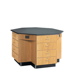 Diversified Woodcrafts Octagon Workstation w/ Drawer Base Phenolic Resin w/ Flat Top - 62" W x 62" D (Diversified Woodcrafts DIV-1644KF) - Epoxy Resin