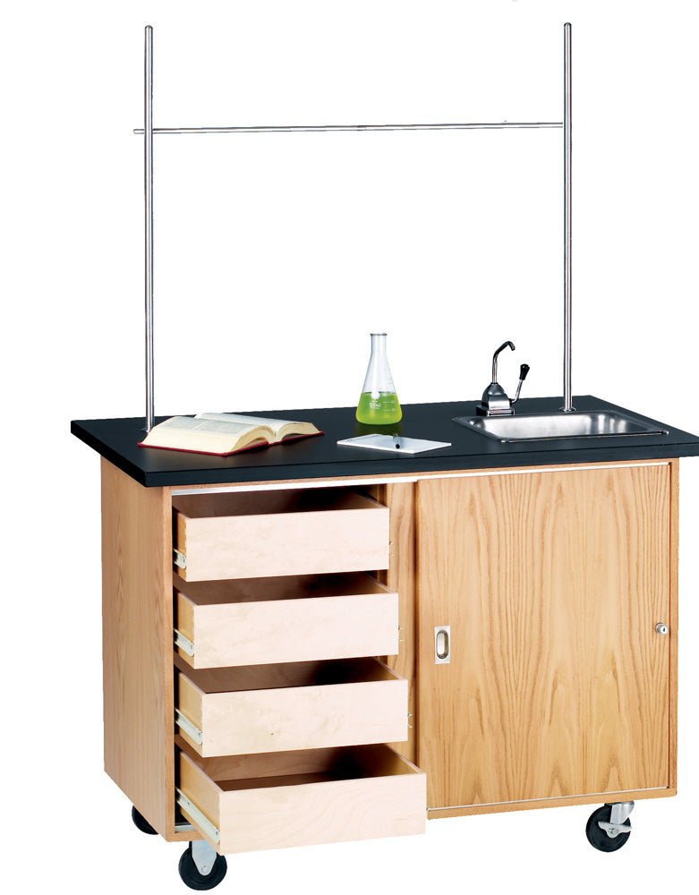 Diversified Woodcrafts Mobile Demonstration Table w/Sink & Rod Sockets and Drawers(Diversified Woodcraft DIV-4222K) - SchoolOutlet