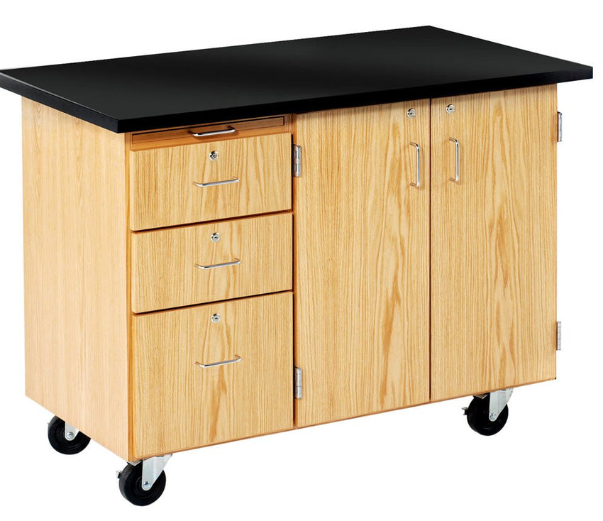 Diversified Woodcrafts Mobile Instructor's Desk w/ Flat Top - 48" W x 28" D(Diversified Woodcraft DIV-4332KF) - SchoolOutlet