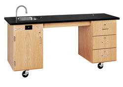 Diversified Woodcrafts ADA Compatible Mobile Lab Station w/Sink & Rod Sockets - 72"W x 24"D (Diversified Woodcrafts DIV-4352K)