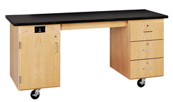 Diversified Woodcrafts ADA Compatible Mobile Lab Station w/ Flat Top - 72" W x 27" D(Diversified Woodcraft DIV-4352KF)