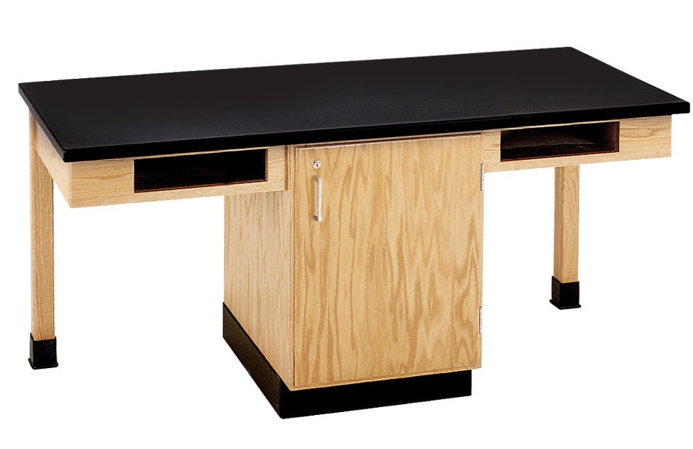 Diversified Woodcrafts 2 Station Table w/ Door & Book Compartments - 66"W x 24"D - SchoolOutlet