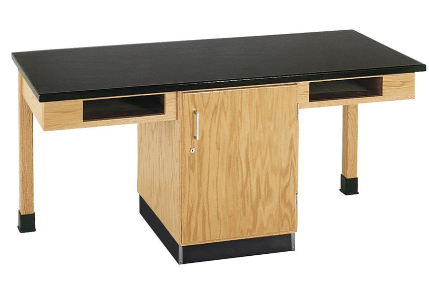 Diversified Woodcrafts 2 Station Table w/ Door & Book Compartments - 66"W x 24"D - SchoolOutlet