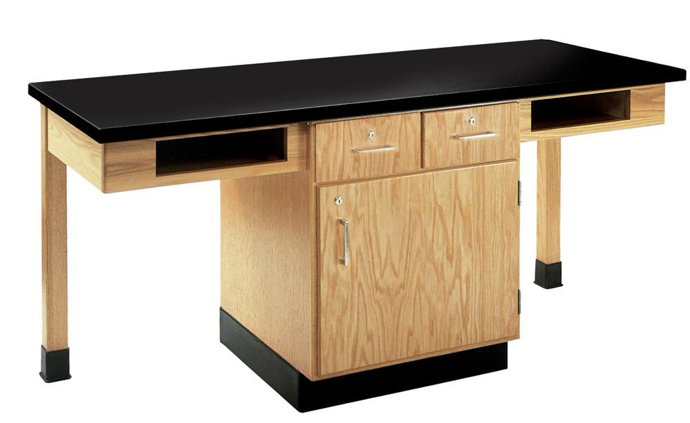 Diversified Woodcrafts 2 Station Table w/ Door, Drawers & Book Compartments - 66"W x 24"D - SchoolOutlet