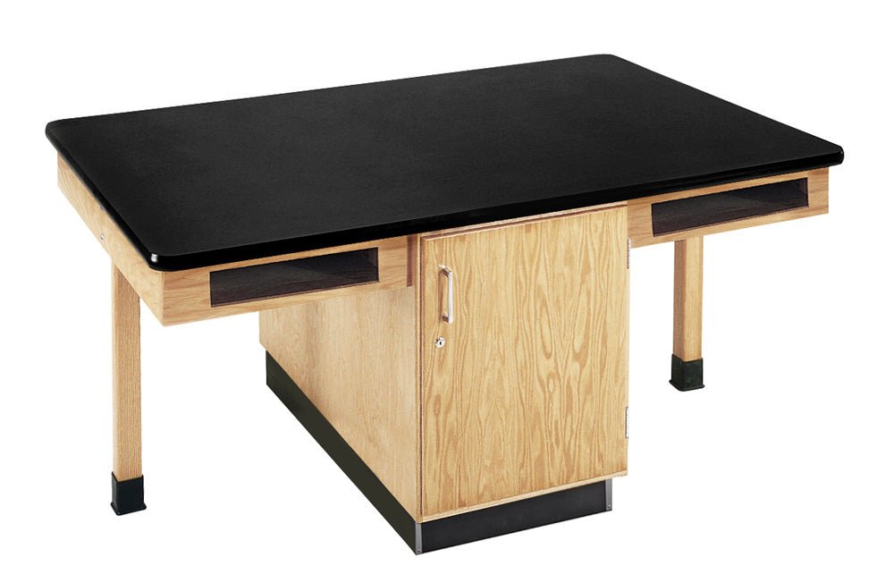 Diversified Woodcrafts 4 Station Table w/ Door & Book Compartments - 66"W x 42"D - SchoolOutlet