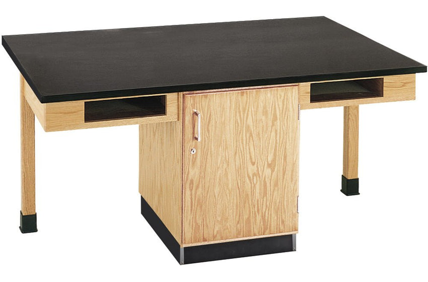 Diversified Woodcrafts 4 Station Table w/ Door & Book Compartments - 66"W x 42"D - SchoolOutlet