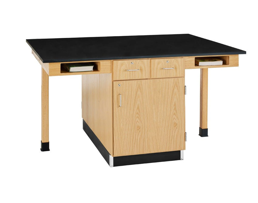Diversified Woodcrafts 4 Station Table w/ Door, Drawers & Book Compartments - 66"W x 42"D - SchoolOutlet