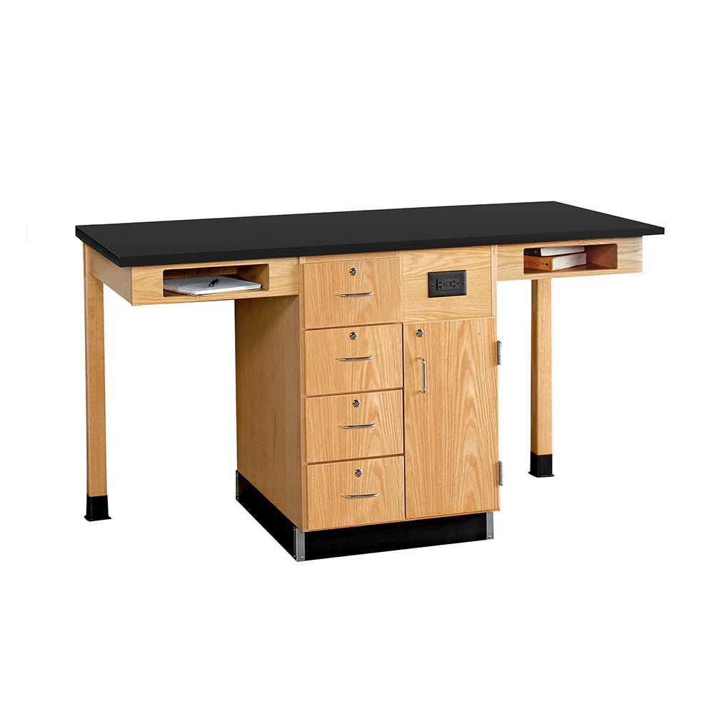 Diversified Woodcrafts Two Station Service w/ Door & Drawers - Solid Phenolic Resin Top - 66" W x 30" D - SchoolOutlet