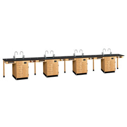 Diversified Woodcrafts Eight Station Service w/ Door & Drawers - Solid Phenolic Resin Top - 264" W x 30" D