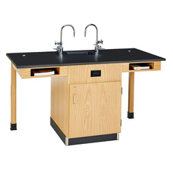 Diversified Woodcrafts Two Station Service w/ Door - Solid Phenolic Resin Top - 66" W x 30" D