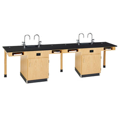Diversified Woodcrafts Four Station Service w/ Door - Solid Phenolic Resin Top - 132" W x 30" D