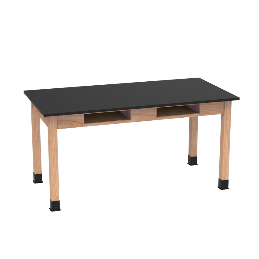 Diversified Woodcrafts Science Table w/ Book Compartment - 54" W x 36" D - Solid Oak Frame and Adjustable Glides - SchoolOutlet