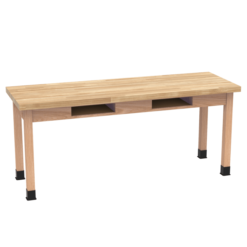 Diversified Woodcrafts Science Table w/ Book Compartment - 72" W x 24" D - Solid Oak Frame and Adjustable Glides - SchoolOutlet