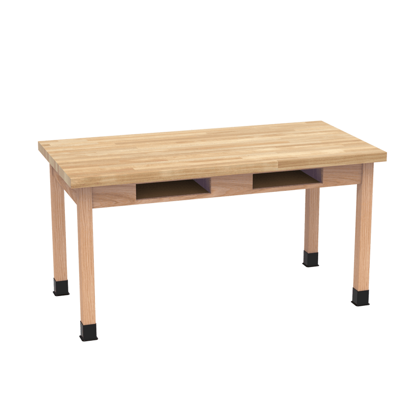 Diversified Woodcrafts Science Table w/ Book Compartment - 54" W x 42" D - Solid Oak Frame and Adjustable Glides - SchoolOutlet