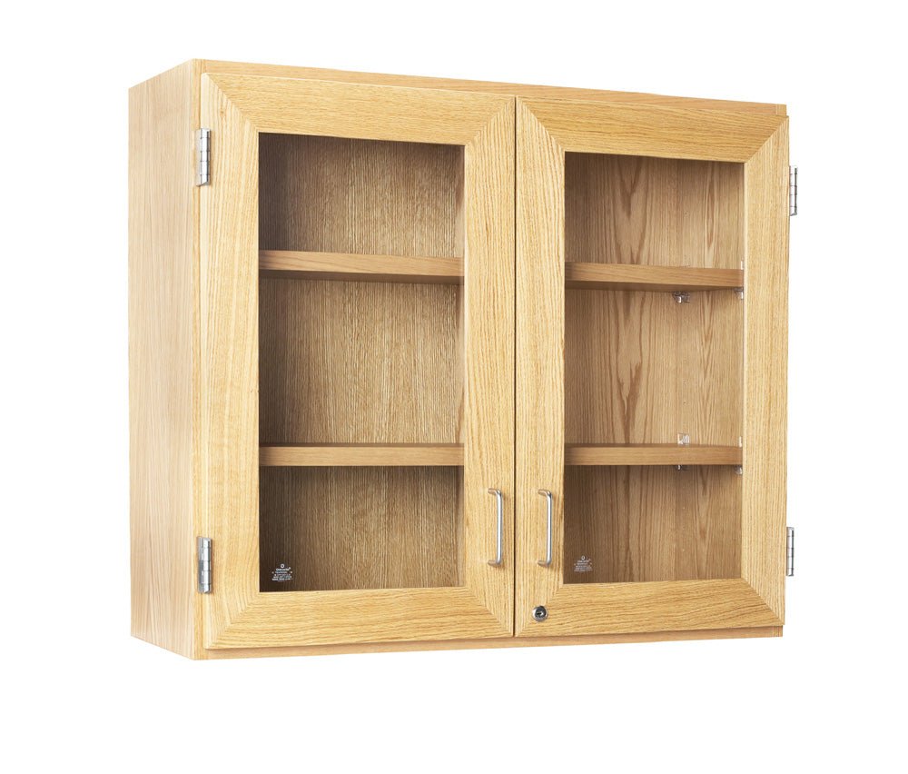 Diversified Woodcrafts Oak Glass Door Wall Storage Cabinet - 42"W x 30"H - SchoolOutlet