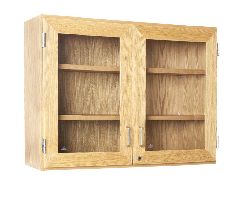 Diversified Woodcrafts Oak Glass Door Wall Storage Cabinet 48 W X 30 H Schooloutlet