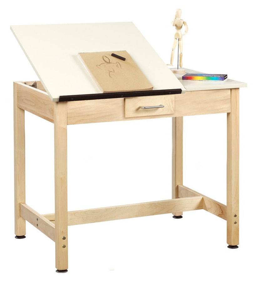 Diversified Woodcrafts Art / Drafting Table w/ 2 Piece Top & Small Drawer - 36"W x 24"D (Diversified Woodcrafts DIV-DT-2SA30) - SchoolOutlet