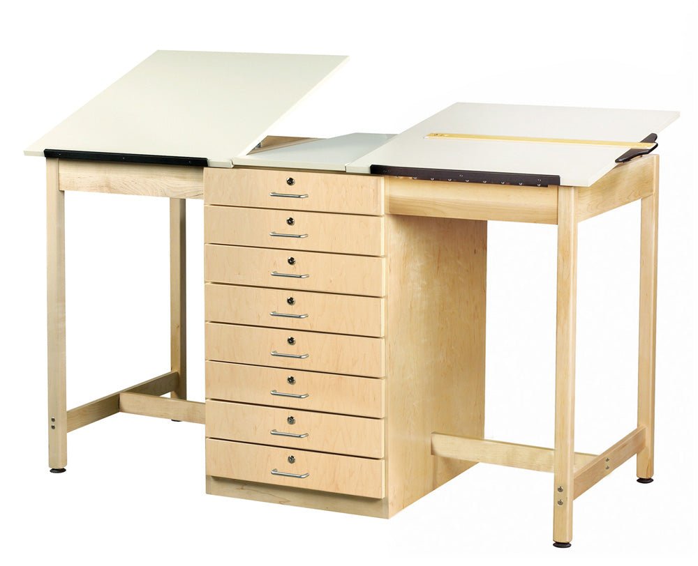 Diversified Woodcrafts 2 Station Art / Drafting Table w/ 8 Drawers - 70"W x 32.5"D (Diversified Woodcrafts DIV-DT-82A) - SchoolOutlet