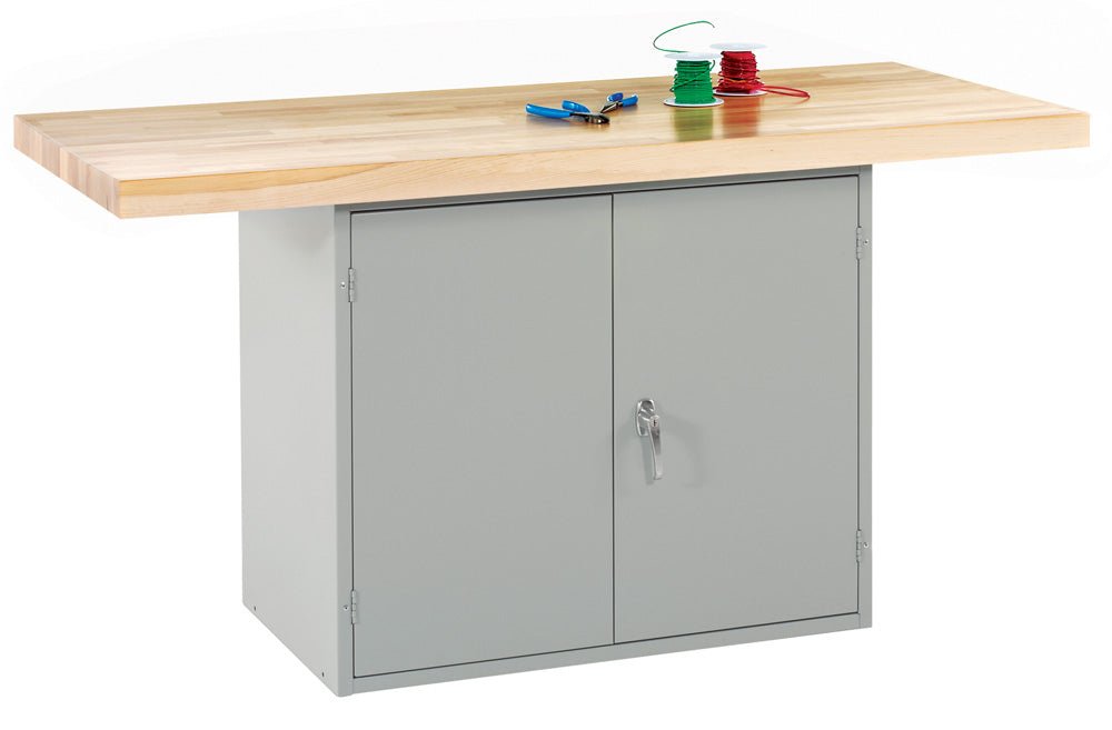 Diversified Woodcrafts 2-Station Steel Workbench with 2 Door Units - 64" W x 28" D - SchoolOutlet