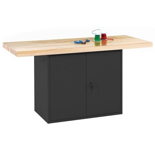 Diversified Woodcrafts 2-Station Steel Workbench with 2 Door Units - 64" W x 28" D - SchoolOutlet