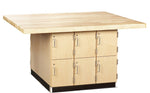Diversified Woodcrafts 4-Station Wood Workbench with 12 Vertical Lockers - 64