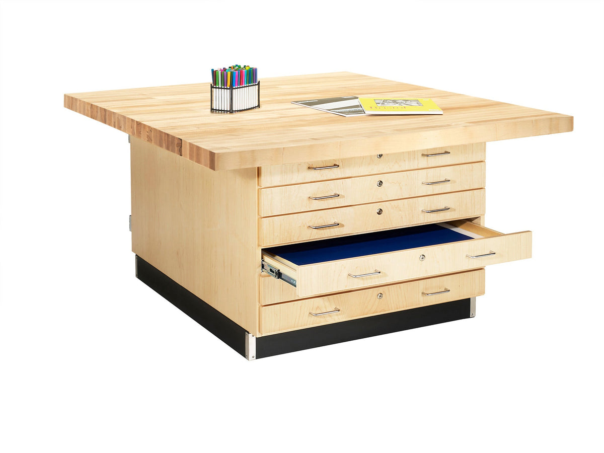 Diversified Woodcrafts 4-Station Wood Workbench with 2 Doors and 6 