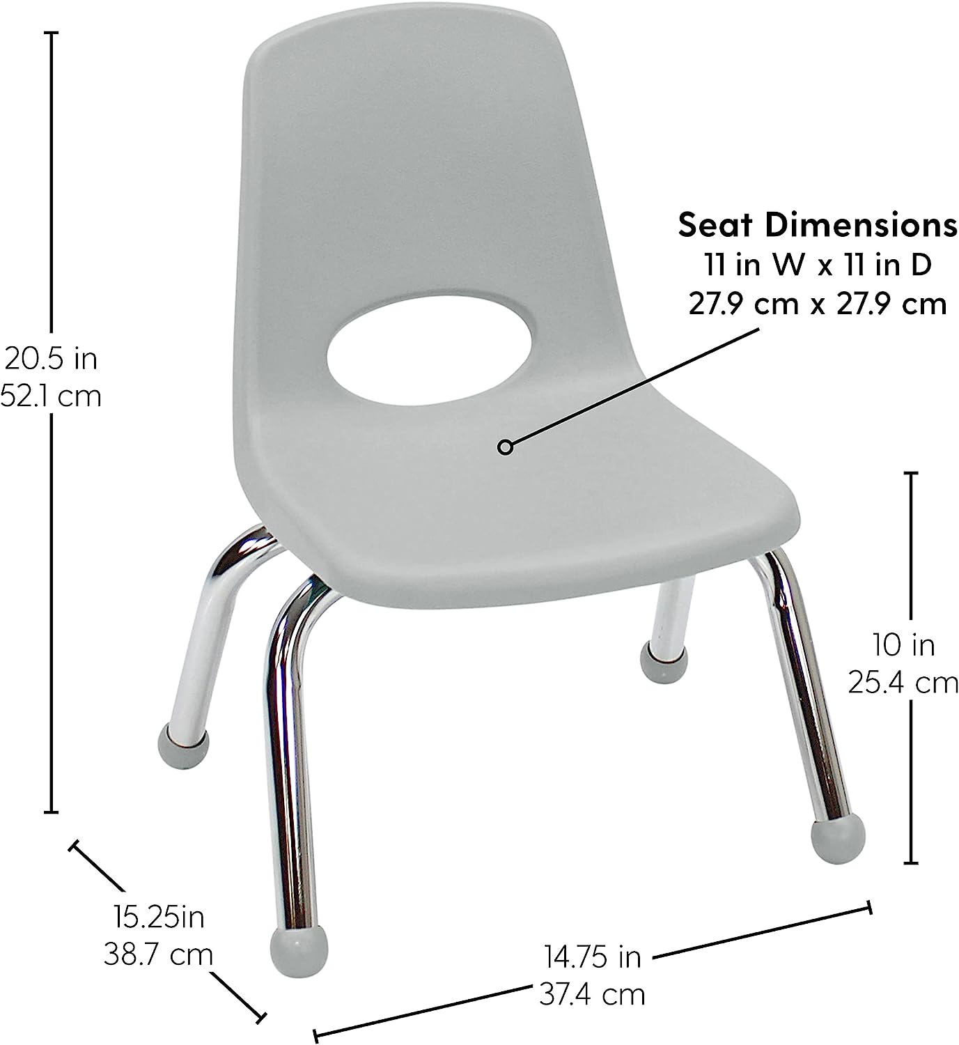 FDP Stackable School Chair, Chrome Legs, Ball Glide - 10" Seat Height (FDP-10355) - SchoolOutlet