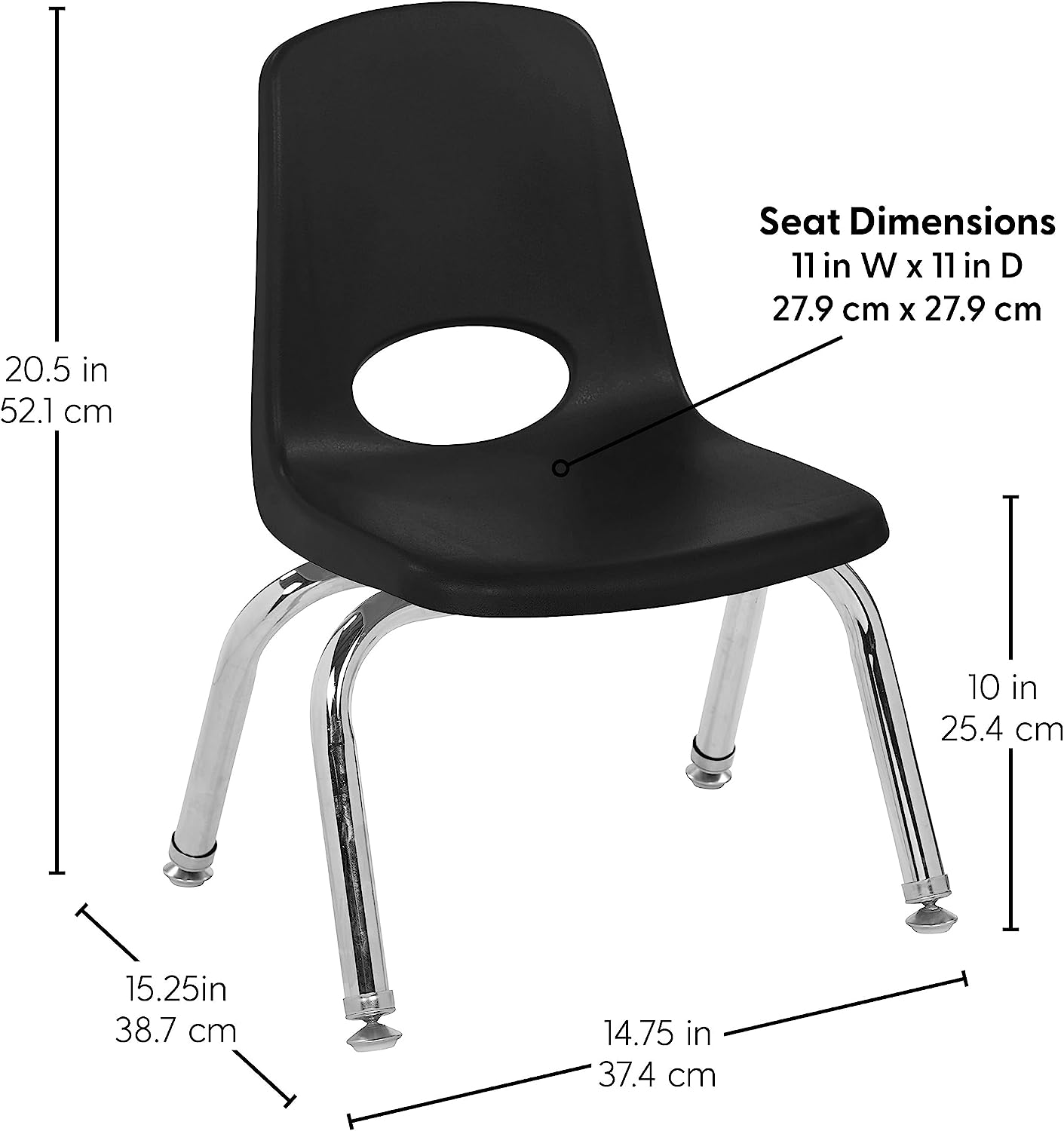 FDP Stackable School Chair, Chrome Legs, Swivel Glide - 10" Seat Height (FDP-10356) - SchoolOutlet