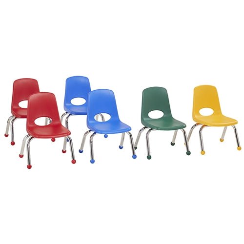 FDP Stackable School Chair, Chrome Legs, Ball Glide - 10" Seat Height Assorted (FDP-10357-AS) - SchoolOutlet