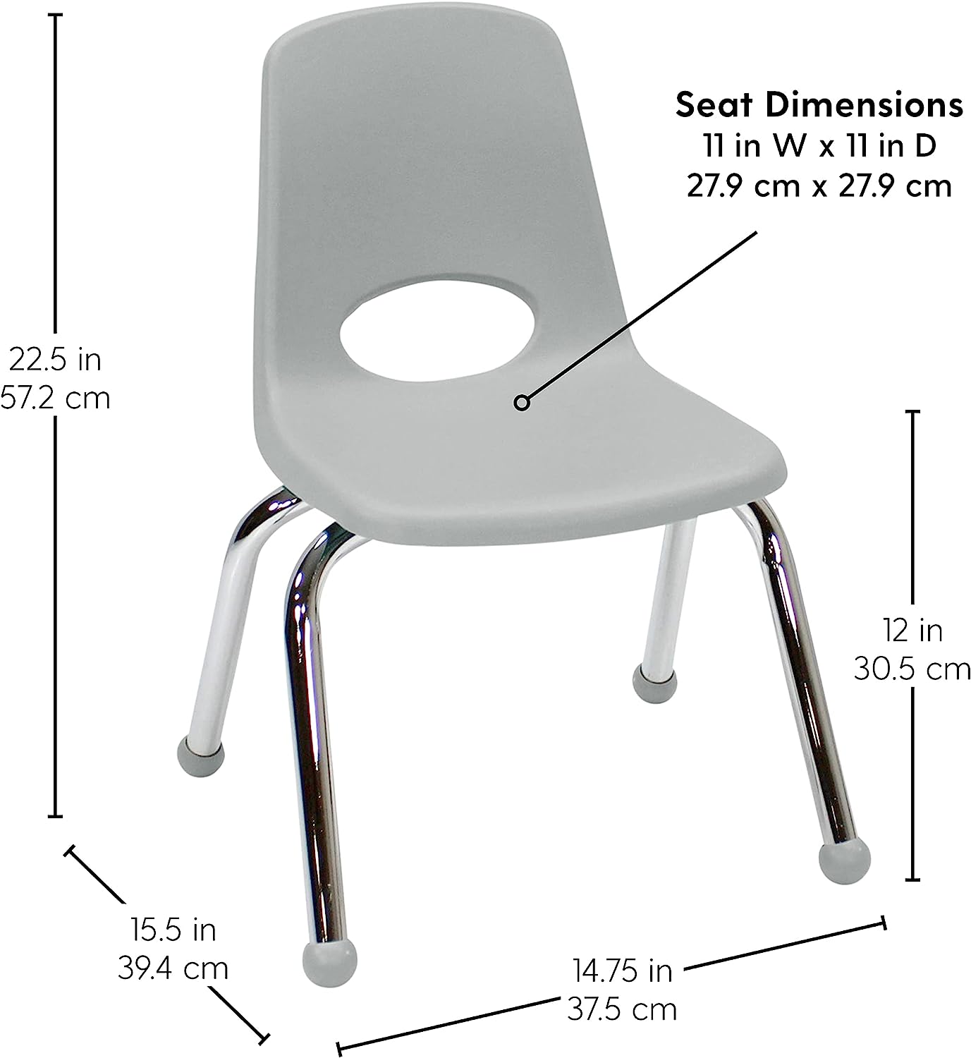 FDP Stackable School Chair, Chrome Legs, Ball Glide - 12" Seat Height (FDP-10359) - SchoolOutlet