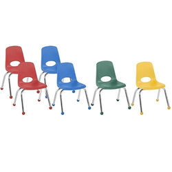 FDP Stackable School Chair, Chrome Legs, Ball Glide - 12" Seat Height Assorted (FDP-10361-AS)