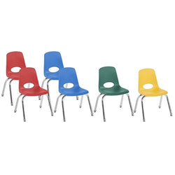 FDP Stackable School Chair, Chrome Legs, Swivel Glide - 12" Seat Height Assorted (FDP-10362-AS)