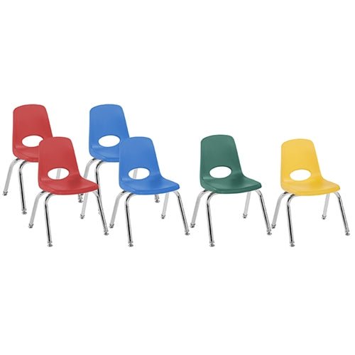 FDP Stackable School Chair, Chrome Legs, Swivel Glide - 12" Seat Height Assorted (FDP-10362-AS) - SchoolOutlet