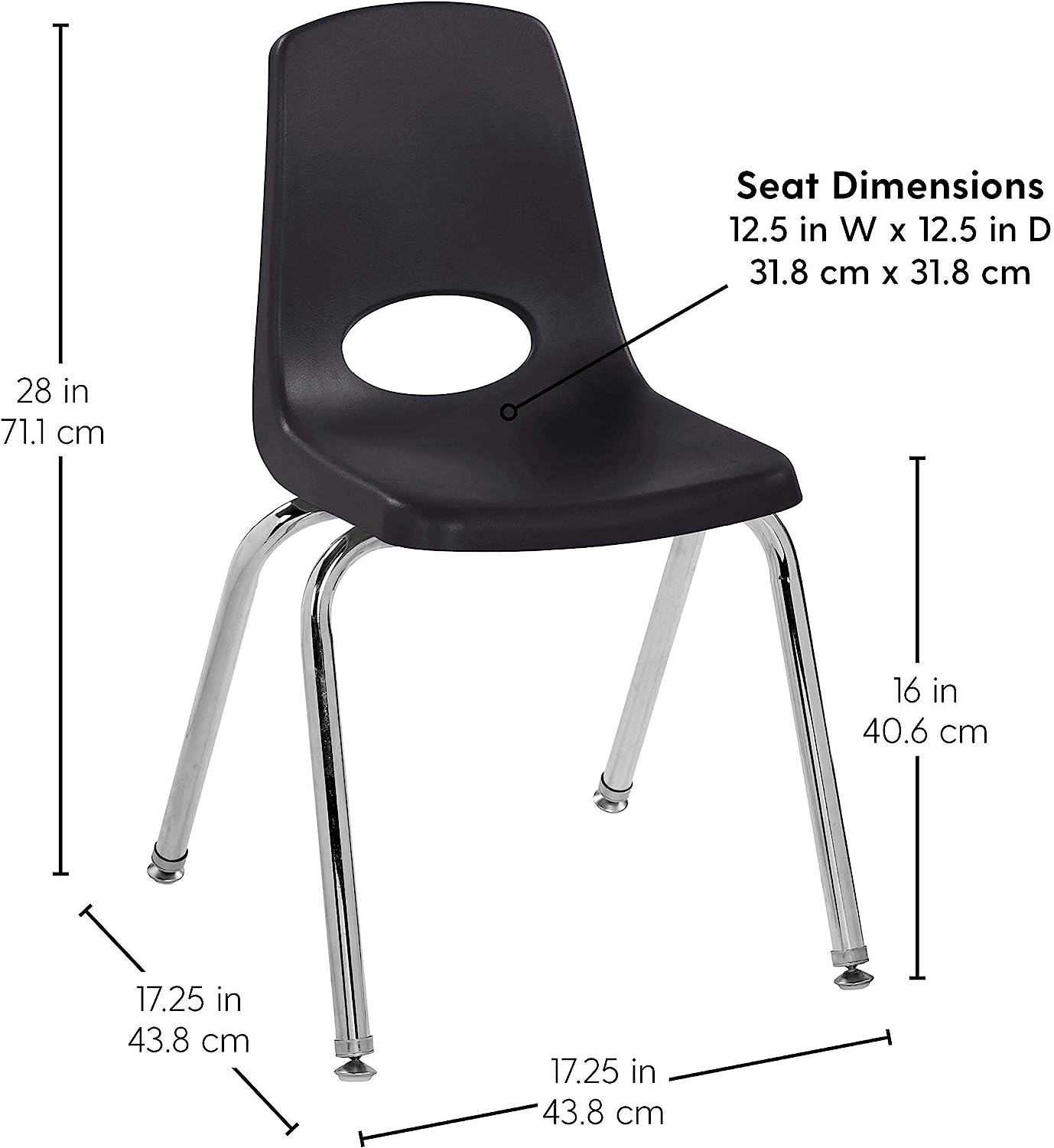 FDP Stackable School Chair, Chrome Legs, Swivel Glide - 16" Seat Height (FDP-10368) - SchoolOutlet