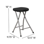 Micah 2 Pack Foldable Stool with Black Plastic Seat and Titanium Gray Frame - SchoolOutlet