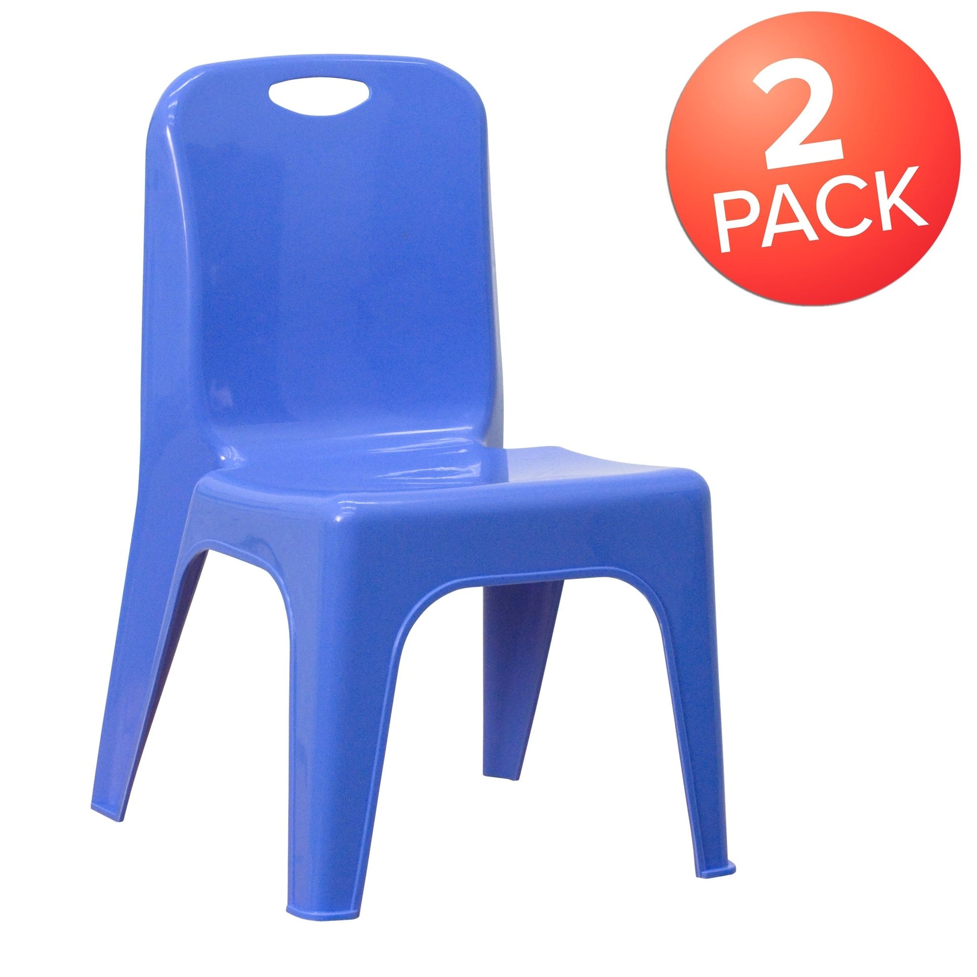 Whitney 2 Pack Plastic Stackable School Chair with Carrying Handle and 11" Seat Height - SchoolOutlet